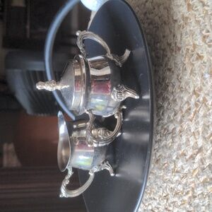 Children's silver plated cream pitcher and sugar bowl